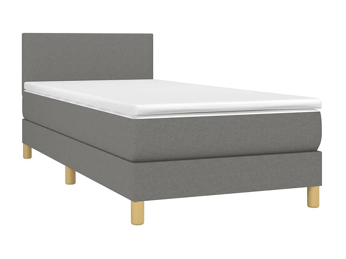 Ensemble complet boxspring - 90x190 cm + sommier tapissier + matelas Gris foncé Tissu SRGW90972
