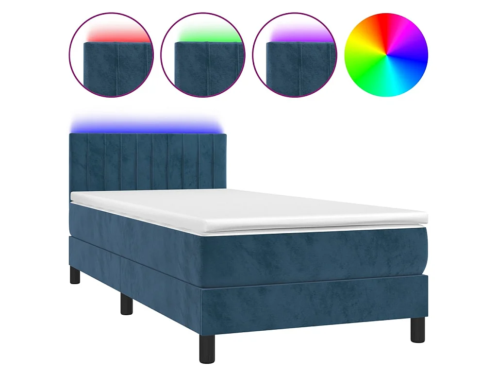 LED-Boxspringbett mit Matratze,Bett für Schlafzimmer Dunkelblau 80x200 cm Samt -CFW78264