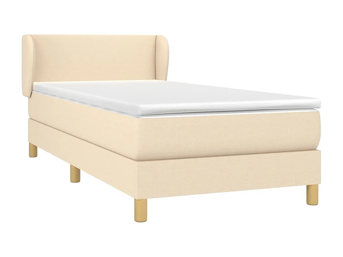 Ensemble complet boxspring - 100x200 cm + sommier tapissier + matelas Crème Tissu SRGW39397