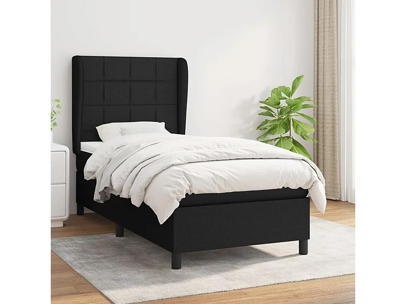 Conjunto Boxspring - 80x200 cm + Somieres + colchón tela negro ES38157