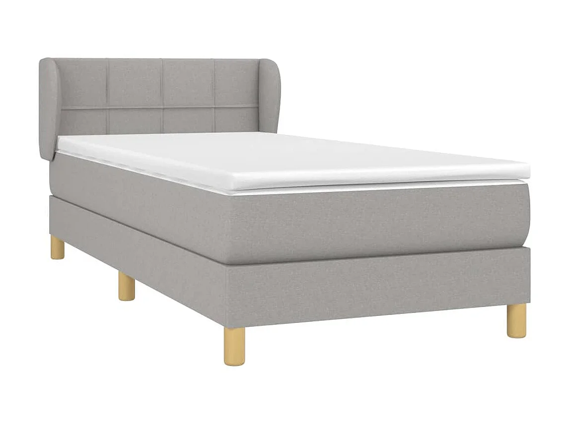 Cama continental com molas+ colchão 80x200 cm tecido cinza-claro PT695318