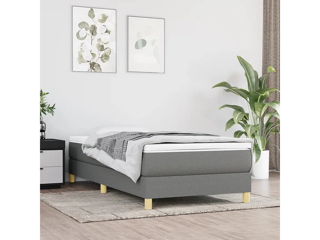Cama continental com molas+ colchão 80x200 cm tecido cinzento-escuro PT953898