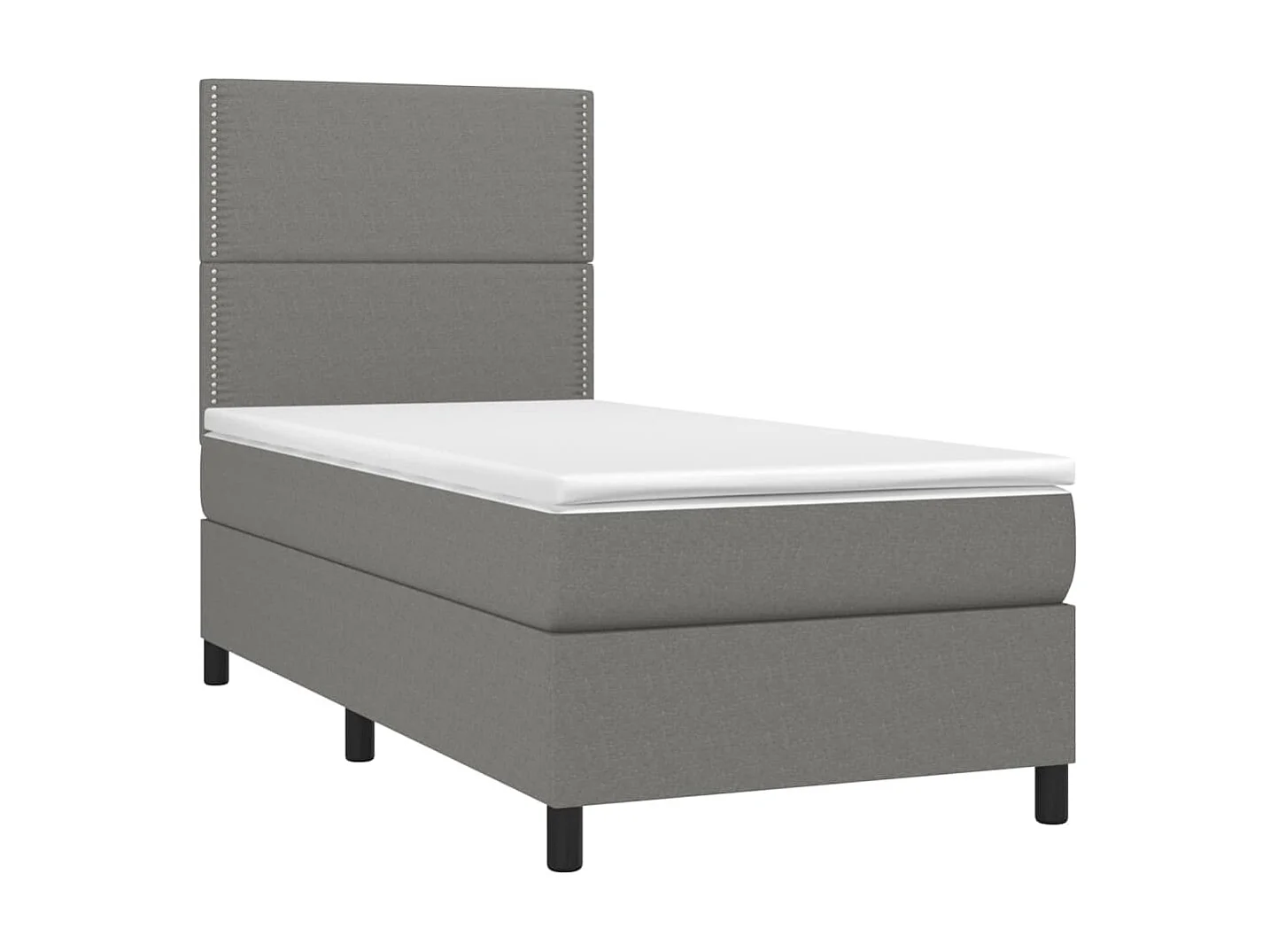Cama continental com molas+ colchão 100x200 cm tecido cinza-escuro PT892898