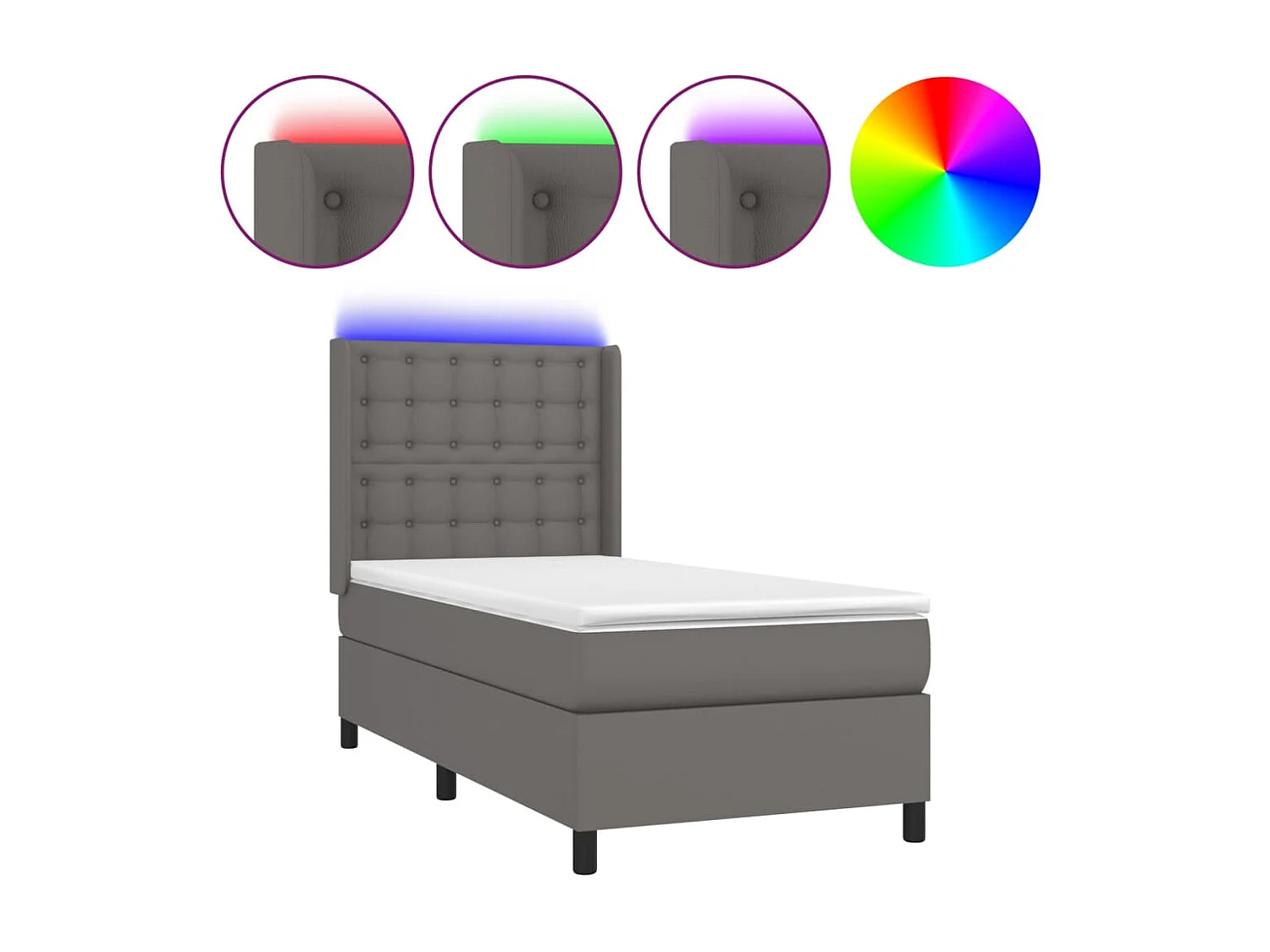 Boxspring met matras en LED kunstleer grijs 80x200 cm NL23234