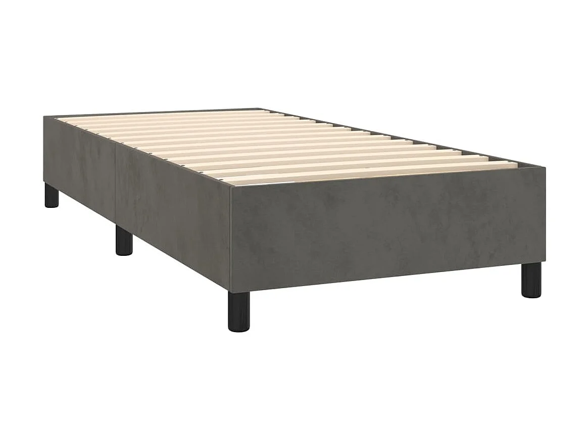 Conjunto Boxspring - 90x200 cm + Somieres + colchón terciopelo gris oscuro ES36236