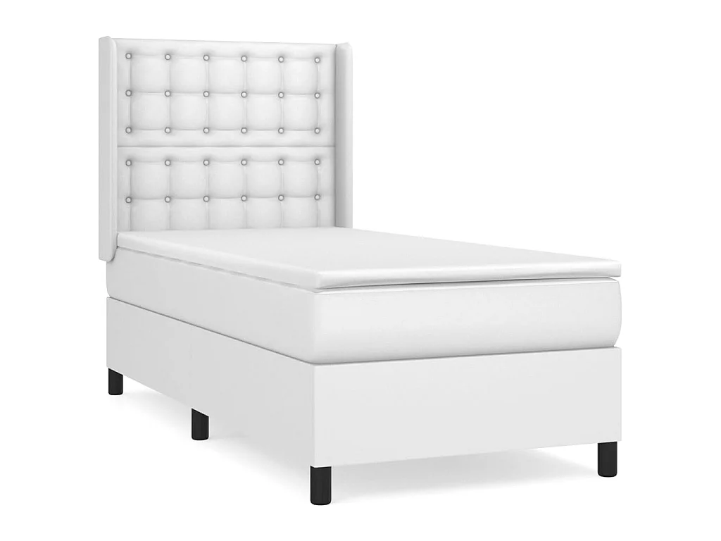 Boxspringbett mit Matratze,Bett für Schlafzimmer Weiß 80x200 cm Kunstleder -CFW89509