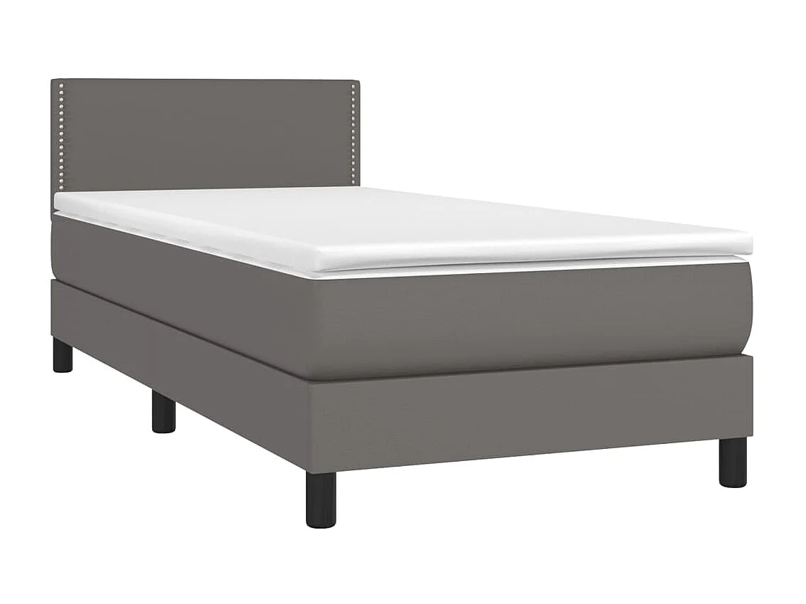 LED-Boxspringbett mit Matratze,Bett für Schlafzimmer Grau 90x200 cm Kunstleder -CFW10758