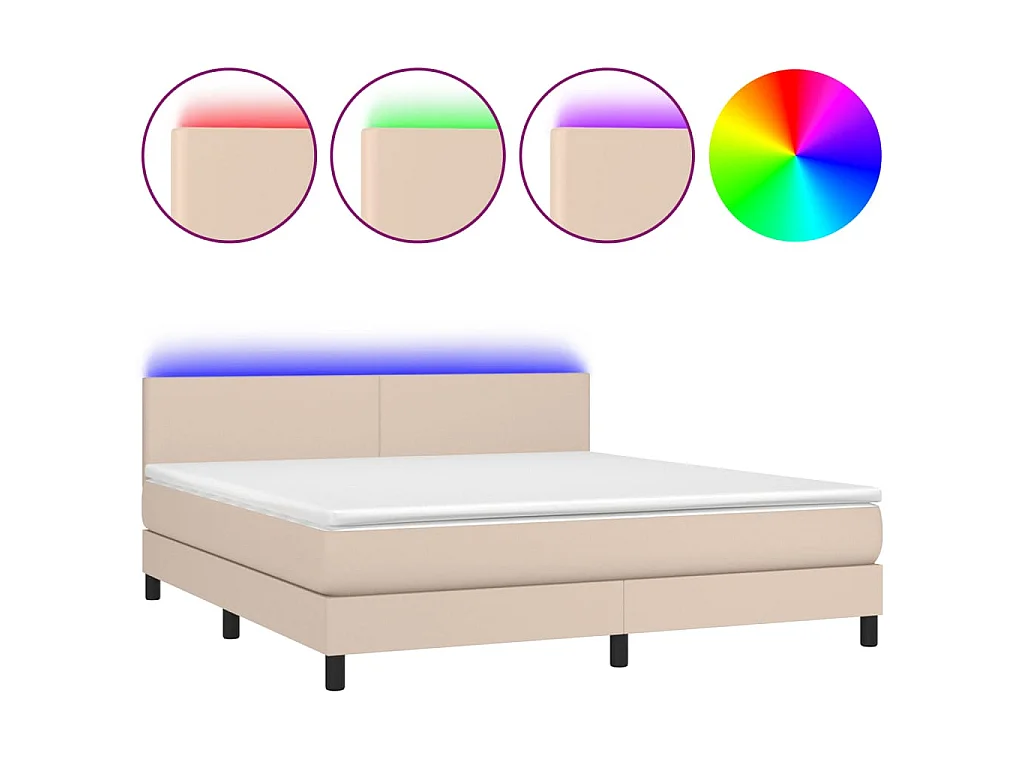 Lit-160x200 cm avec sommier à lattes de lit + matelas LED Cappuccino SRGW29589