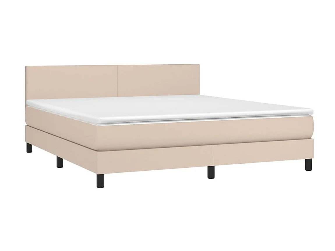 Lit-160x200 cm avec sommier à lattes de lit + matelas LED Cappuccino SRGW29589