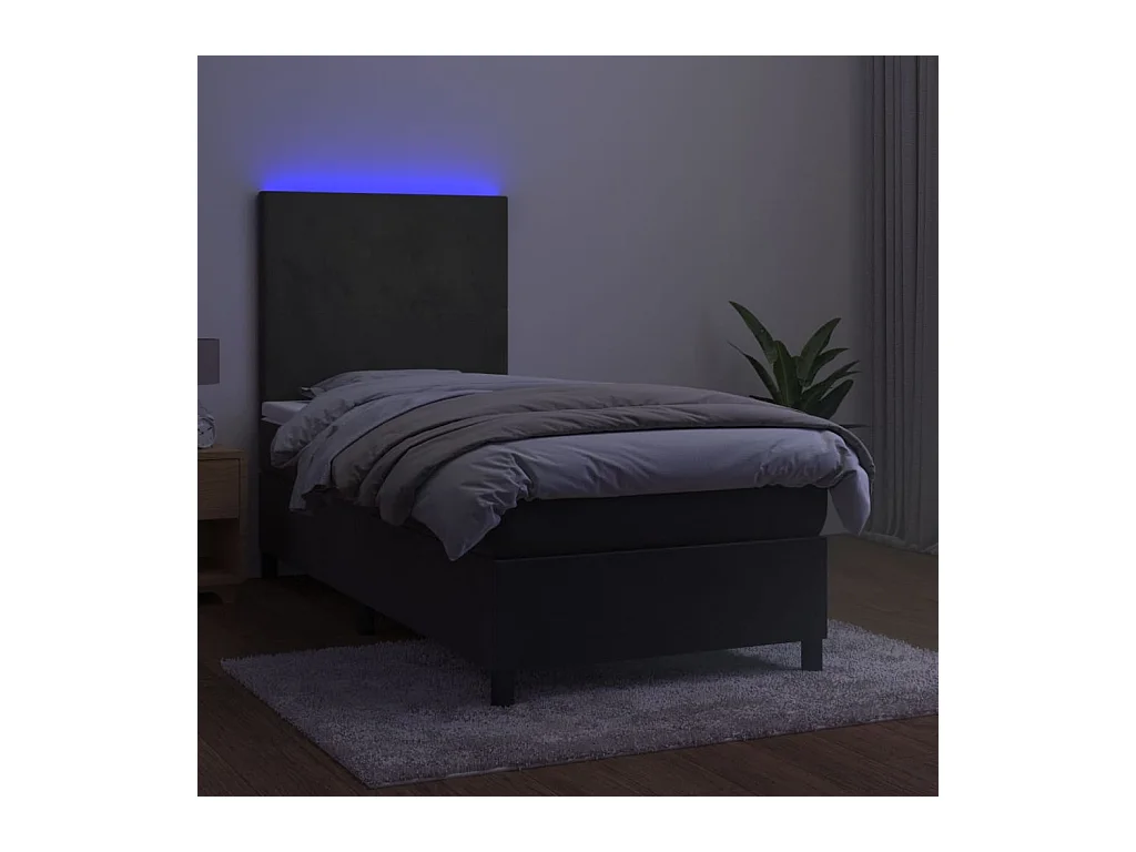 Boxspring met matras en LED fluweel donkergrijs 100x200 cm NL78550