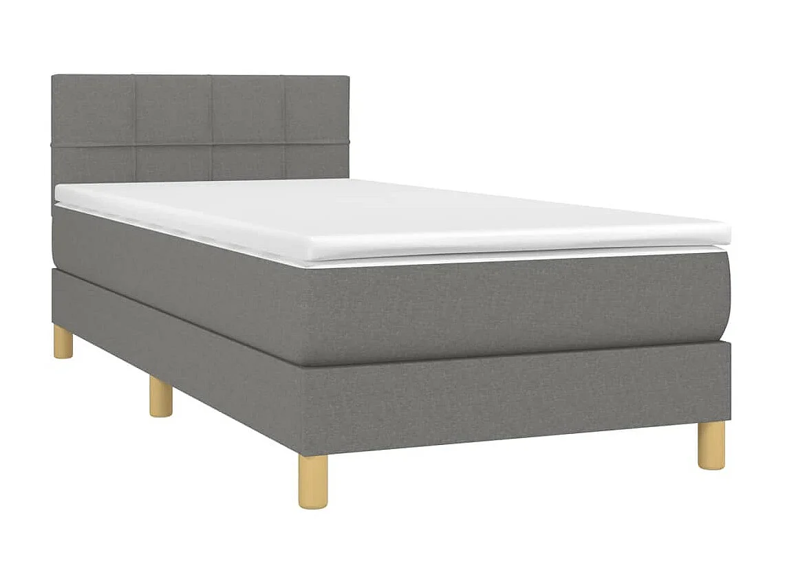 Conjunto Boxspring - 80x200 cm + Somieres + colchón + LED tela gris oscuro ES42578