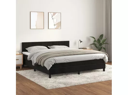 Kauf Unique Boxspringbett mit Matratze,Bett für Schlafzimmer Schwarz 160x200 cm Samt -CFW27848