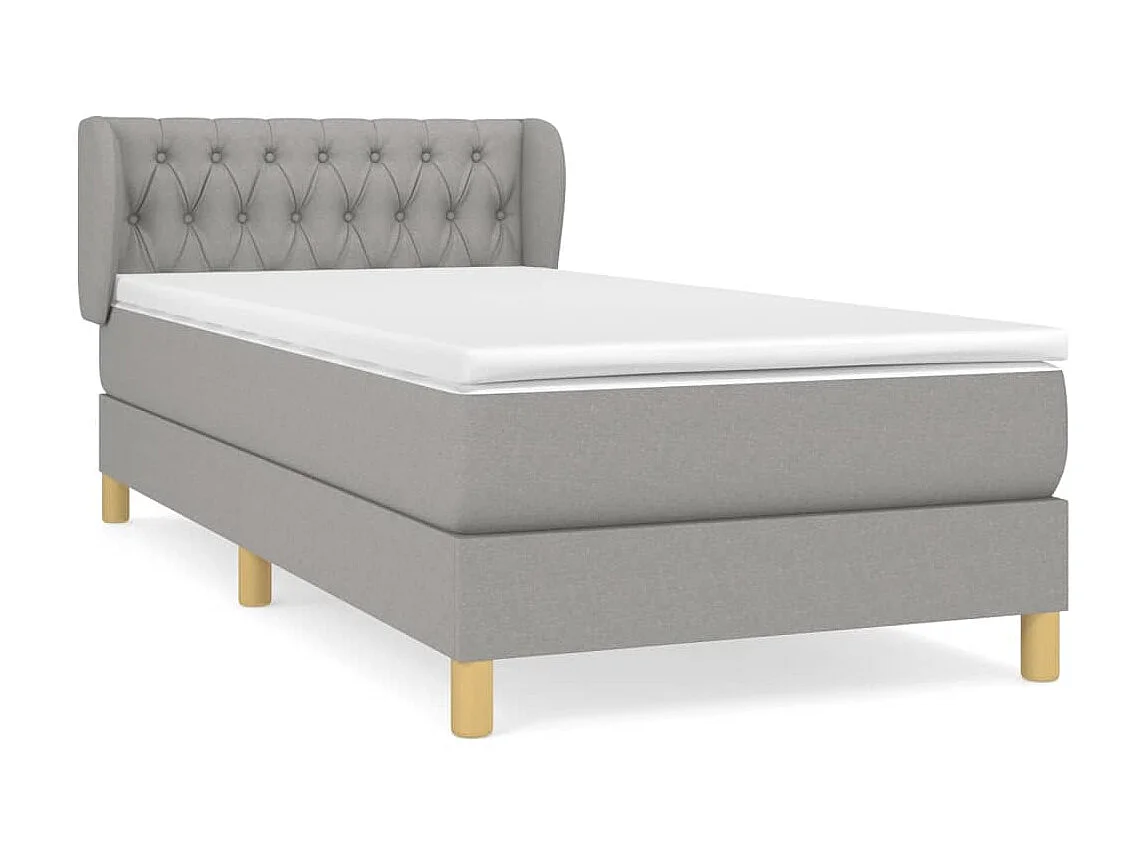 Ensemble complet boxspring - 90x190 cm + sommier tapissier + matelas Gris clair Tissu SRGW41312