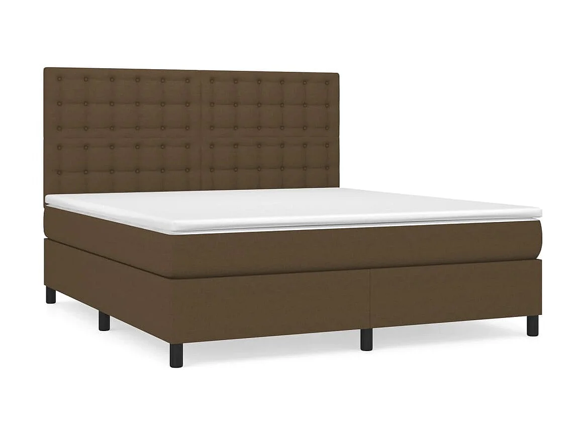 Ensemble complet boxspring - 180x200 cm + sommier tapissier + matelas Marron foncé SRGW15802