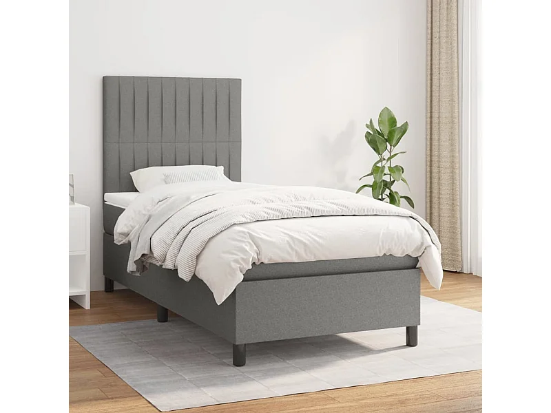 Conjunto Boxspring - 80x200 cm + Somieres + colchón tela gris oscuro ES36674