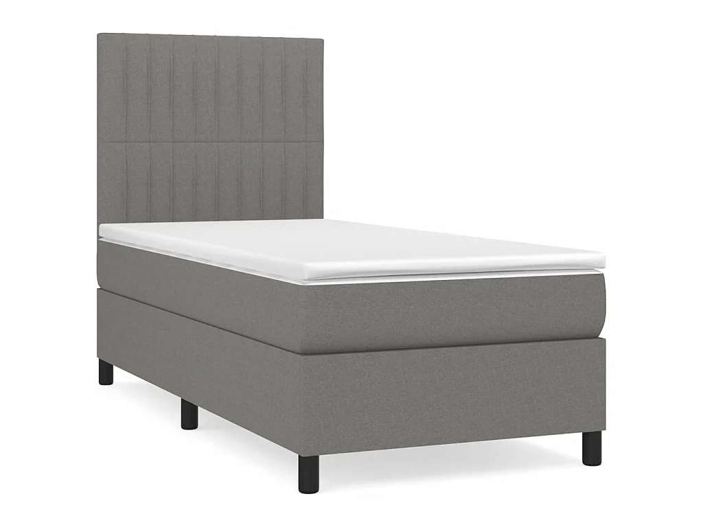 Conjunto Boxspring - 80x200 cm + Somieres + colchón tela gris oscuro ES36674