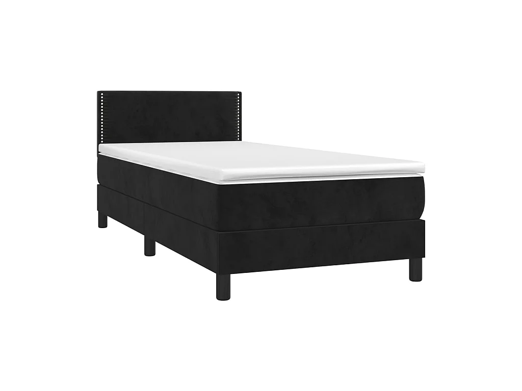 Cama continental c/ colchão/LED 80x200 cm veludo preto PT786986