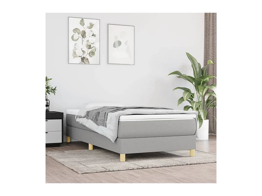 Ensemble complet boxspring - 90x200 cm + sommier tapissier + matelas Gris clair Tissu SRGW97289