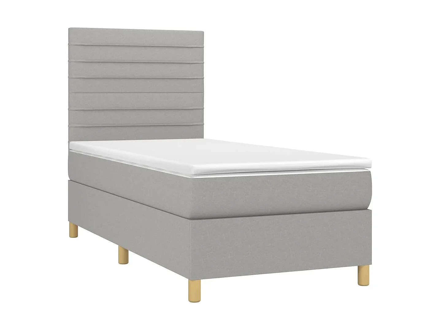 Cama continental c/ colchão e LED 80x200 cm tecido cinza-claro PT359120