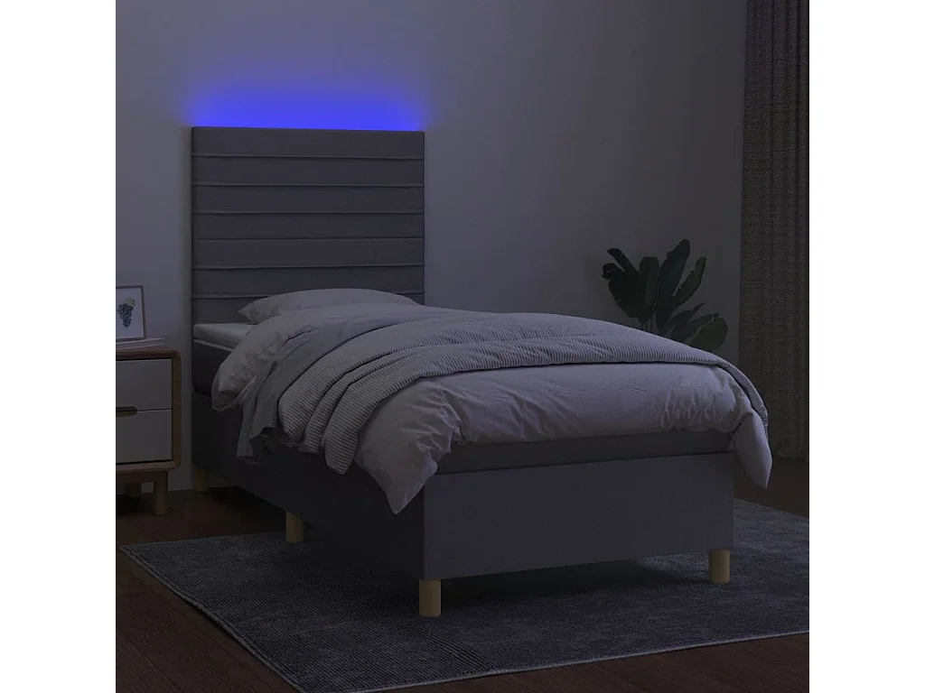 Cama continental c/ colchão e LED 80x200 cm tecido cinza-claro PT359120