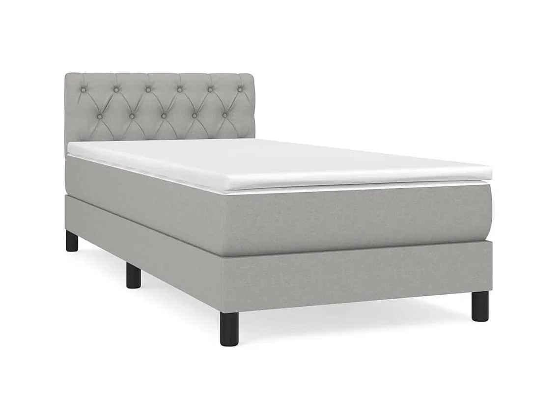 Conjunto Boxspring - 80x200 cm + Somieres + colchón tela gris claro ES37225