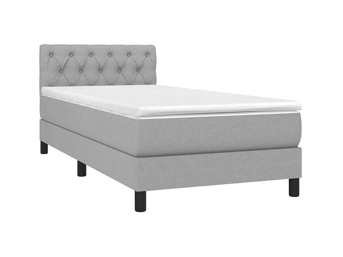 Conjunto Boxspring - 80x200 cm + Somieres + colchón tela gris claro ES37225