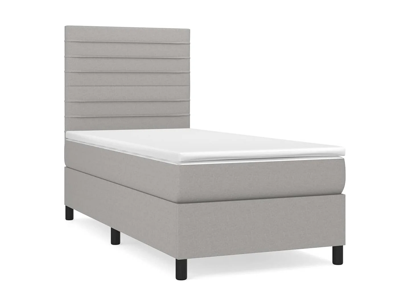 Cama continental com molas+ colchão 90x190 cm tecido cinzento-claro PT960412