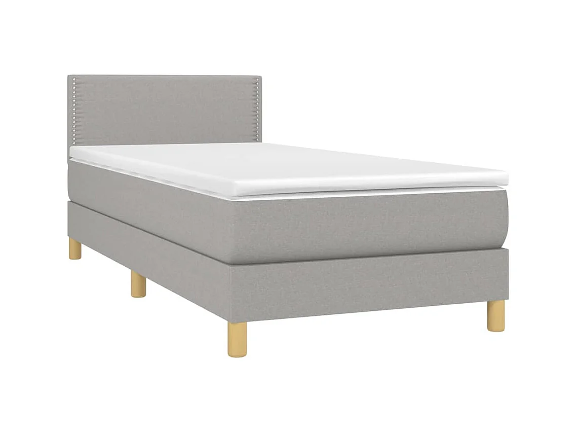 Conjunto Boxspring - 90x190 cm + Somieres + colchón tela gris claro ES35964