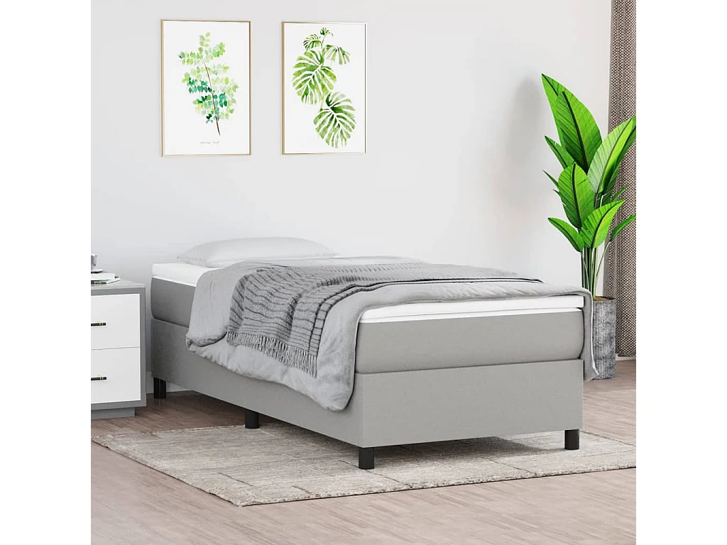 Cama continental com molas+ colchão 90x200 cm tecido cinza-claro PT189847