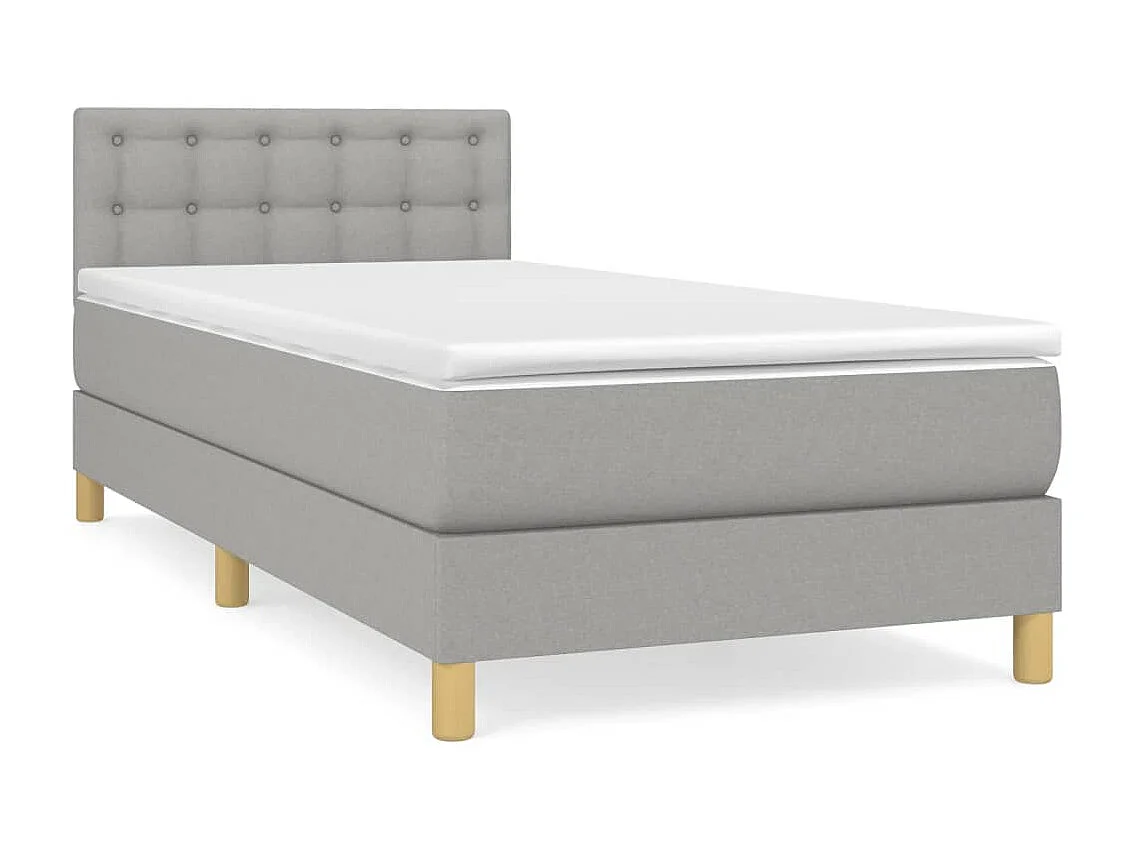 Ensemble complet boxspring - 90x200 cm + sommier tapissier + matelas Gris clair Tissu SRGW80727