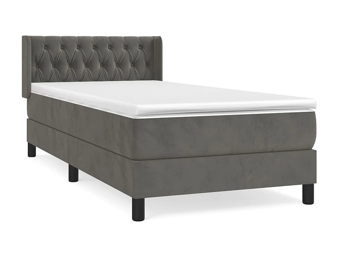 Boxspringbett mit Matratze,Bett für Schlafzimmer Dunkelgrau 100x200 cm Samt -CFW15795