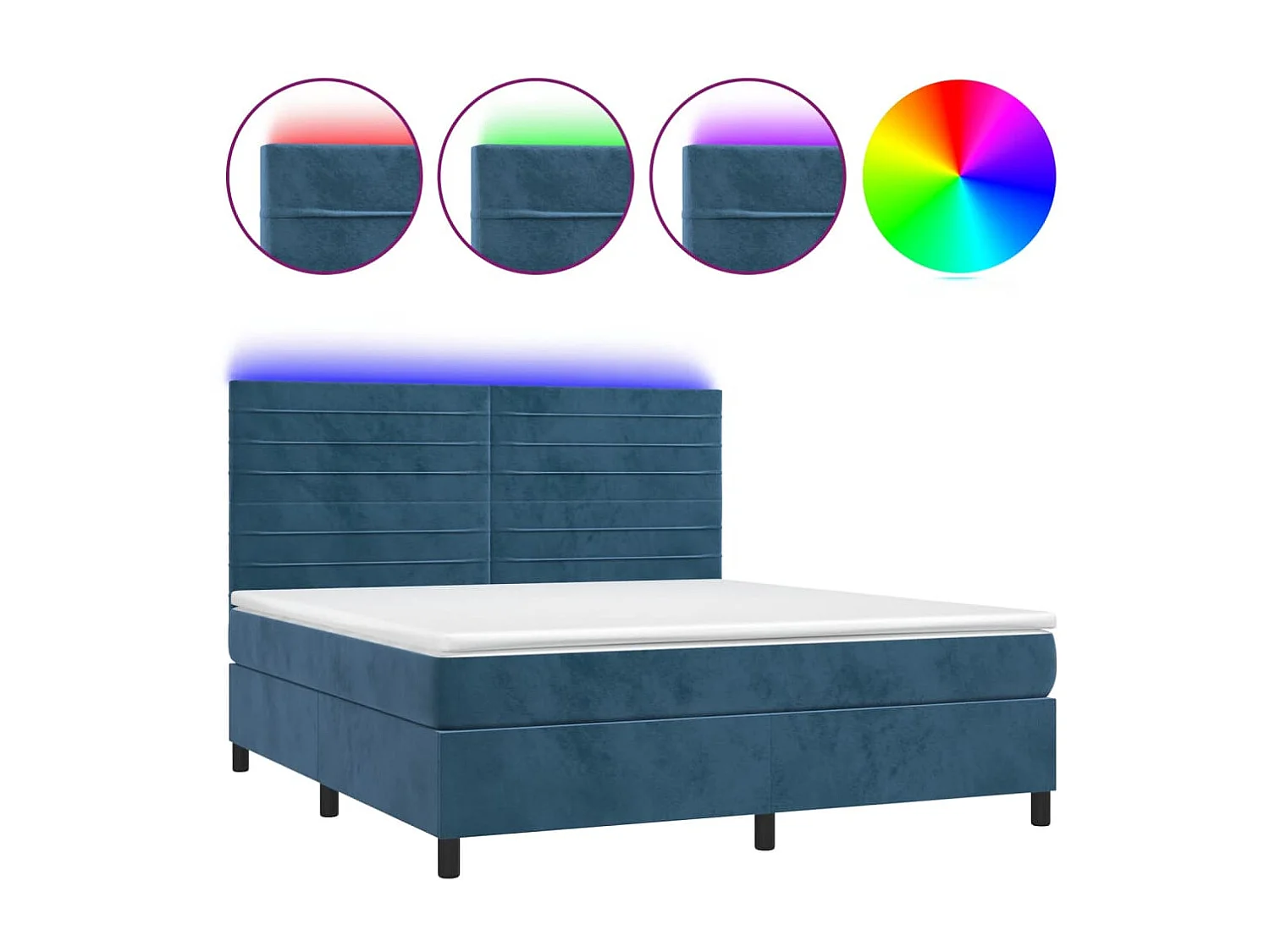 LED-Boxspringbett mit Matratze,Bett für Schlafzimmer Dunkelblau 160x200 cm Samt -CFW58197