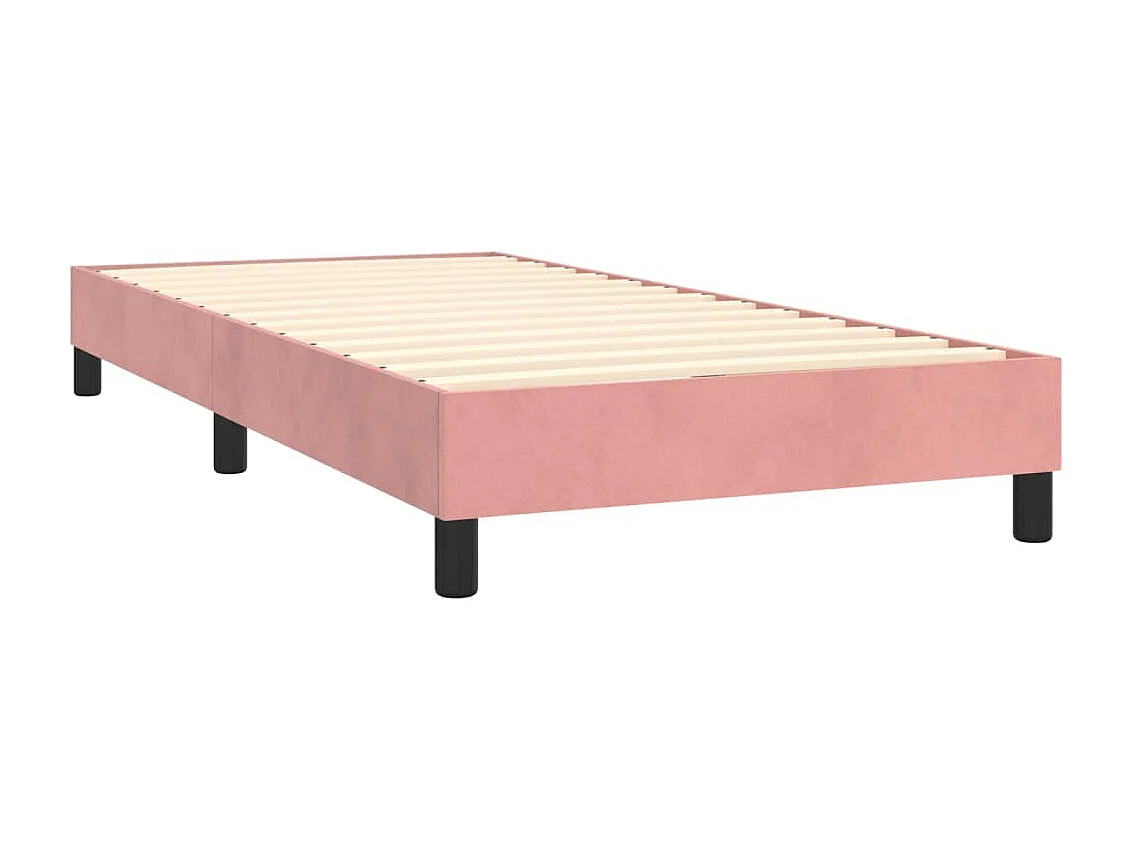 Cama continental com molas+ colchão 90x200 cm veludo rosa PT188356