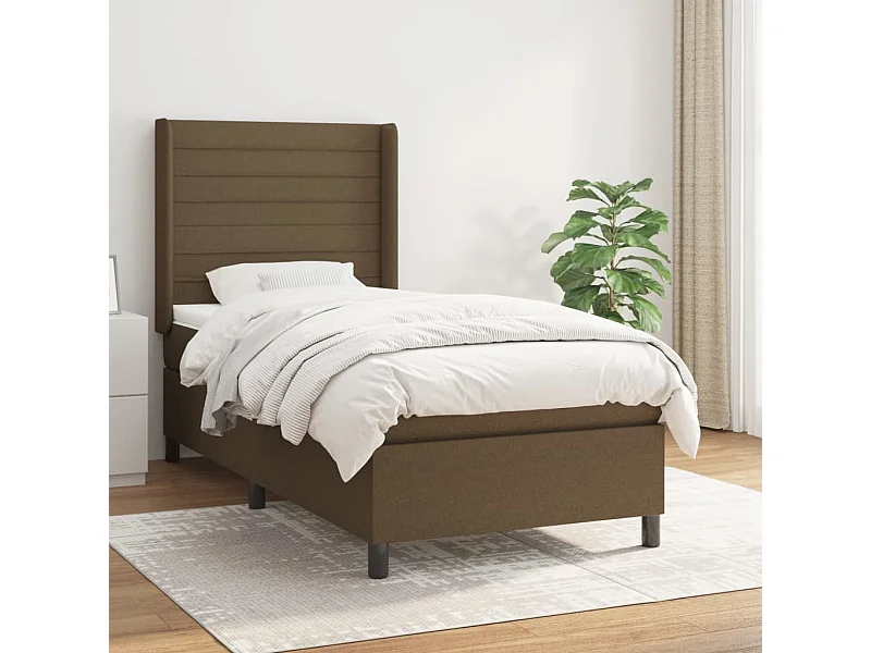 Cama continental com molas+ colchão 80x200 cm tecido castanho-escuro PT806770