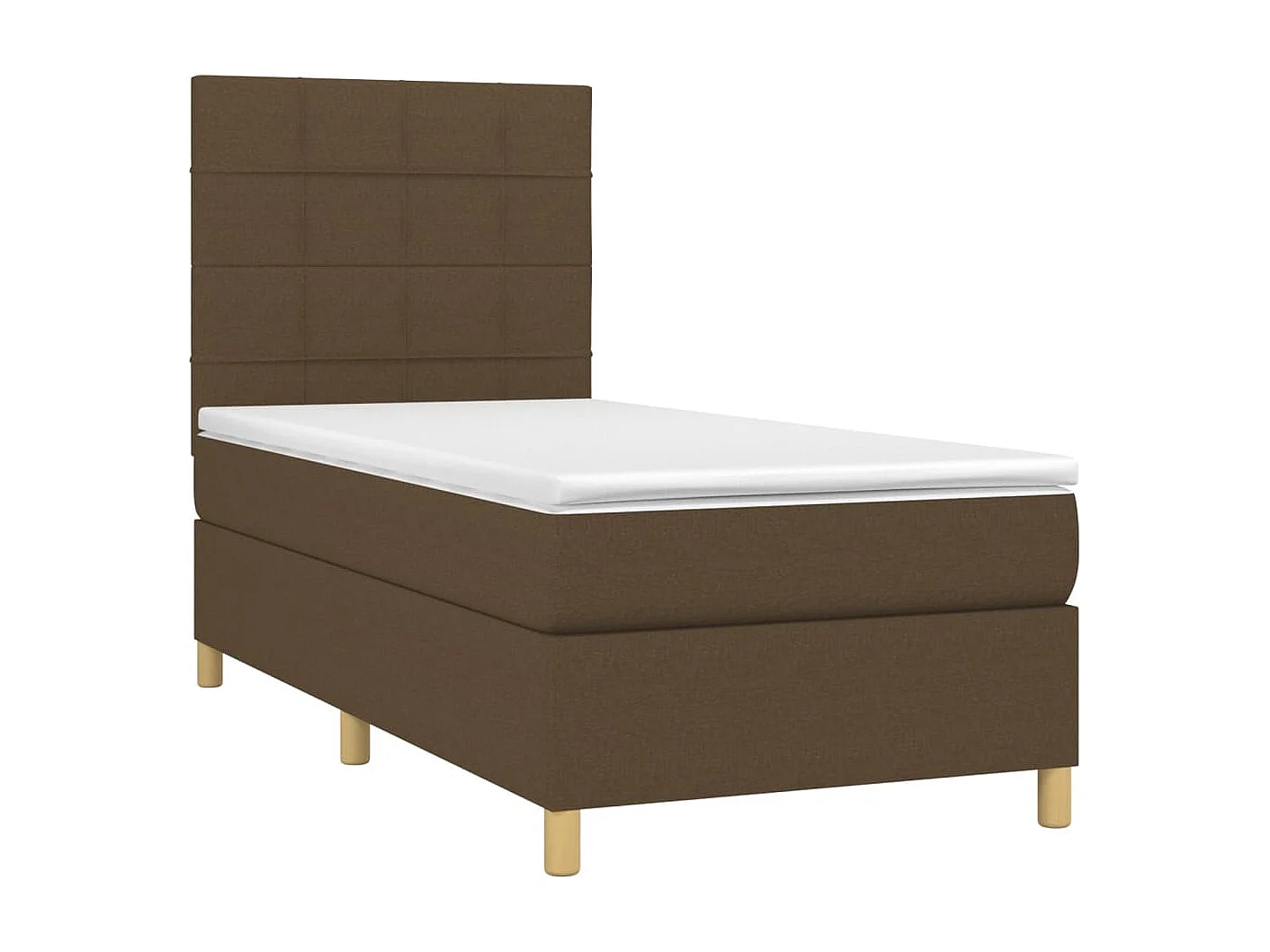 Cama continental c/ colchão/LED 90x200 cm tecido castanho-escuro PT915580