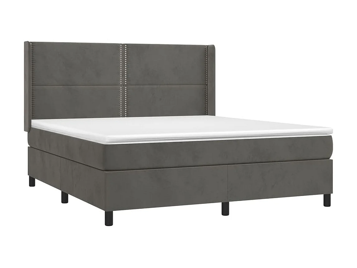Ensemble complet boxspring - 180x200 cm + sommier tapissier + matelas Gris foncé Velours SRGW97579