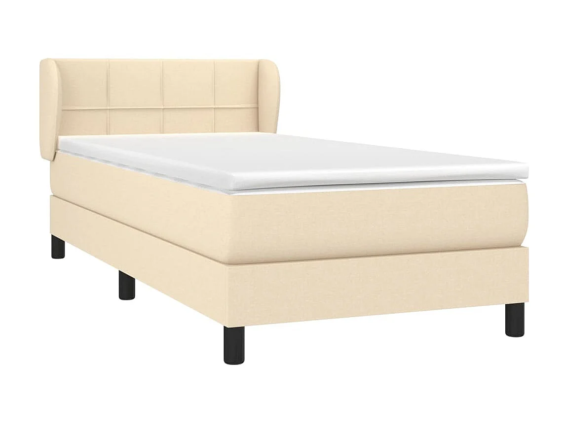 Ensemble complet boxspring - 100x200 cm + sommier tapissier + matelas Crème Tissu SRGW61782