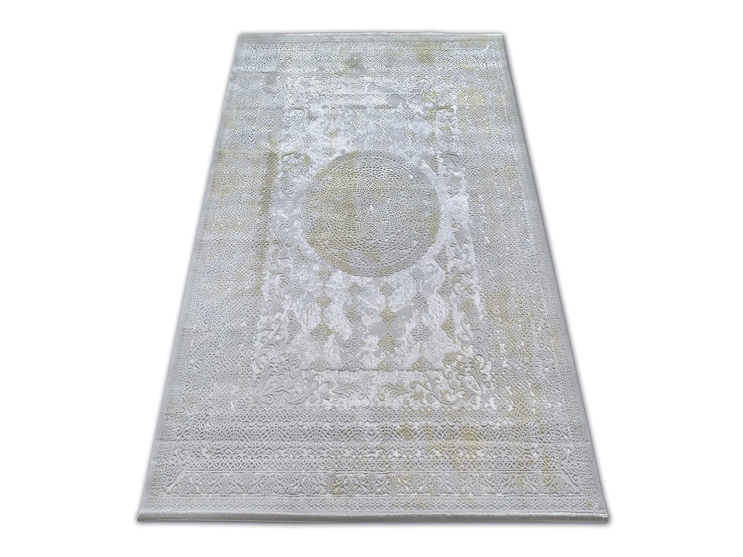 Tapijt ACRYL VALENCIA 2328 ORNAMENT helder grijskleuring / mosterdkleu 80x150 cm