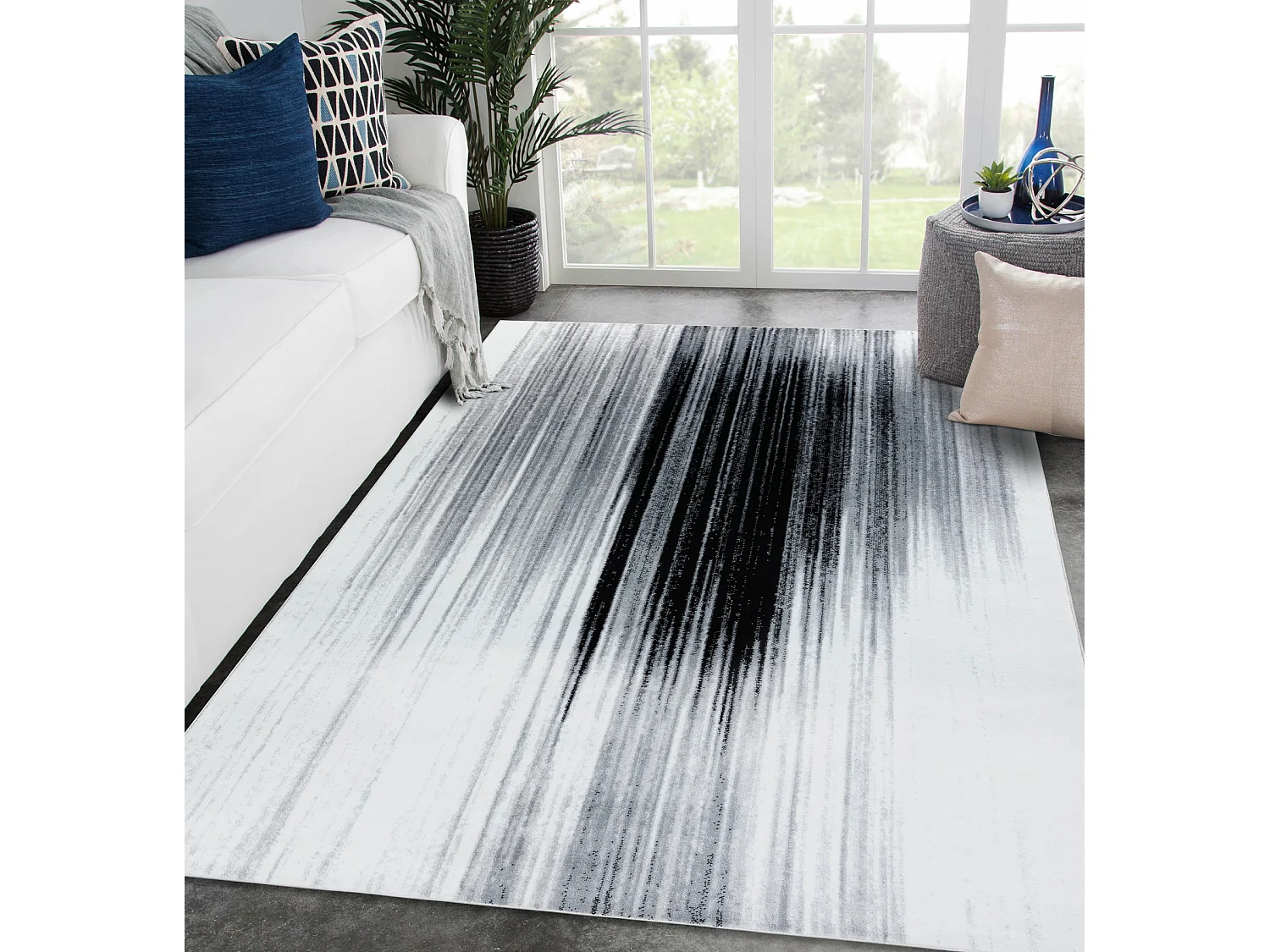 Tapis ARGENT - W9571 Abstraction blanc / gris 200x290 cm