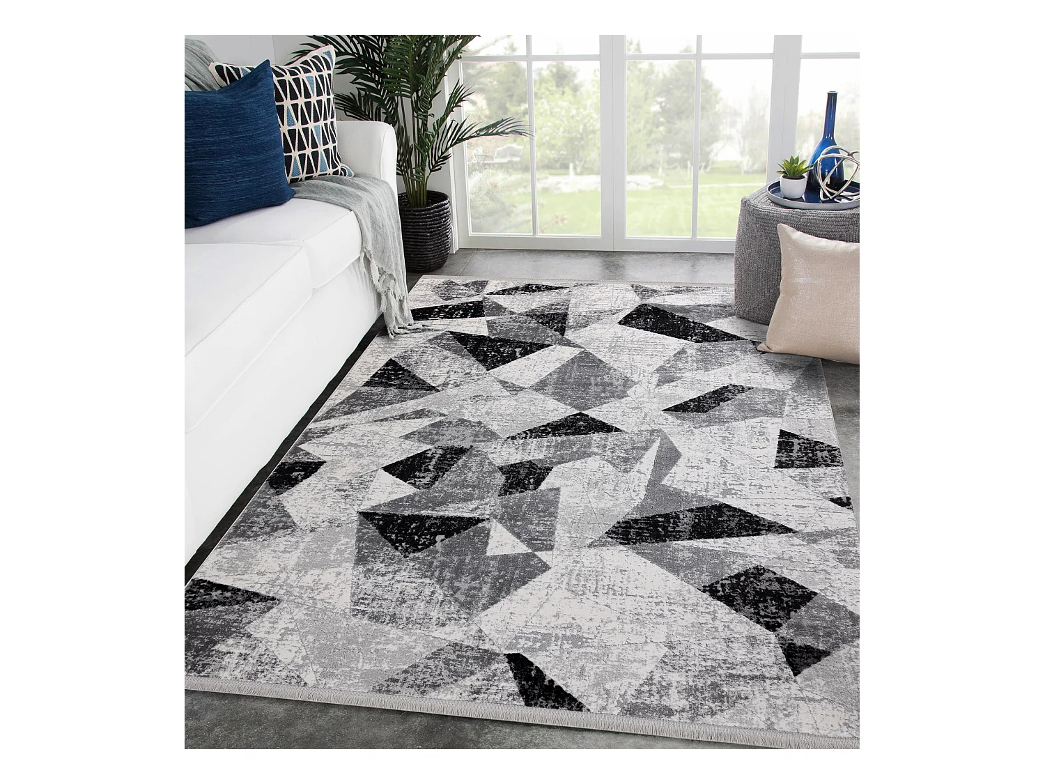 Tapijt modern TULS 51211 Geometrisch antracyt 140x190 cm