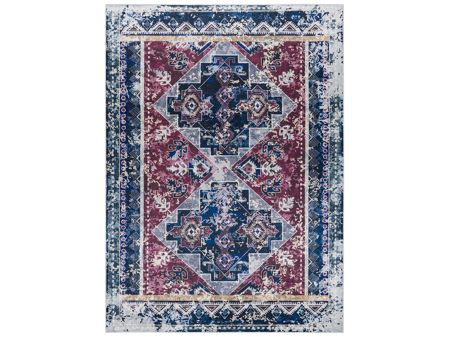 Tapis lavable ANDRE 1136 oriental vintage antidérapant - bordeaux / b 80x150 cm