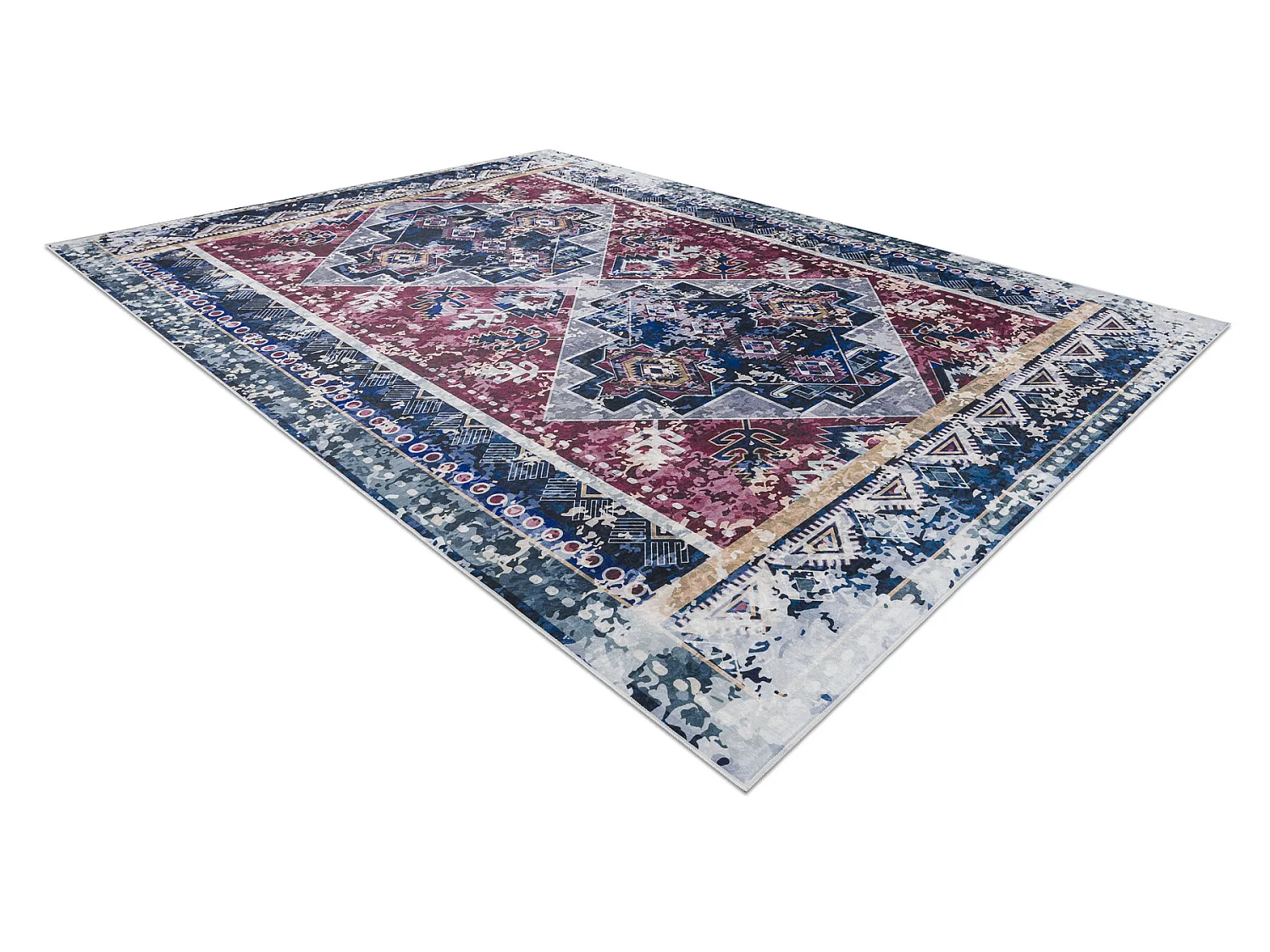 Tapis lavable ANDRE 1136 oriental vintage antidérapant - bordeaux / b 80x150 cm