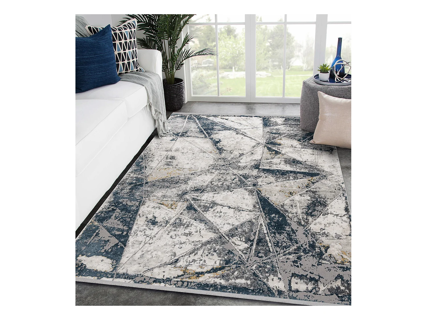 Tapijt modern TULS 51326 Geometrisch, mozaika ivoor / blauw  120x170 cm