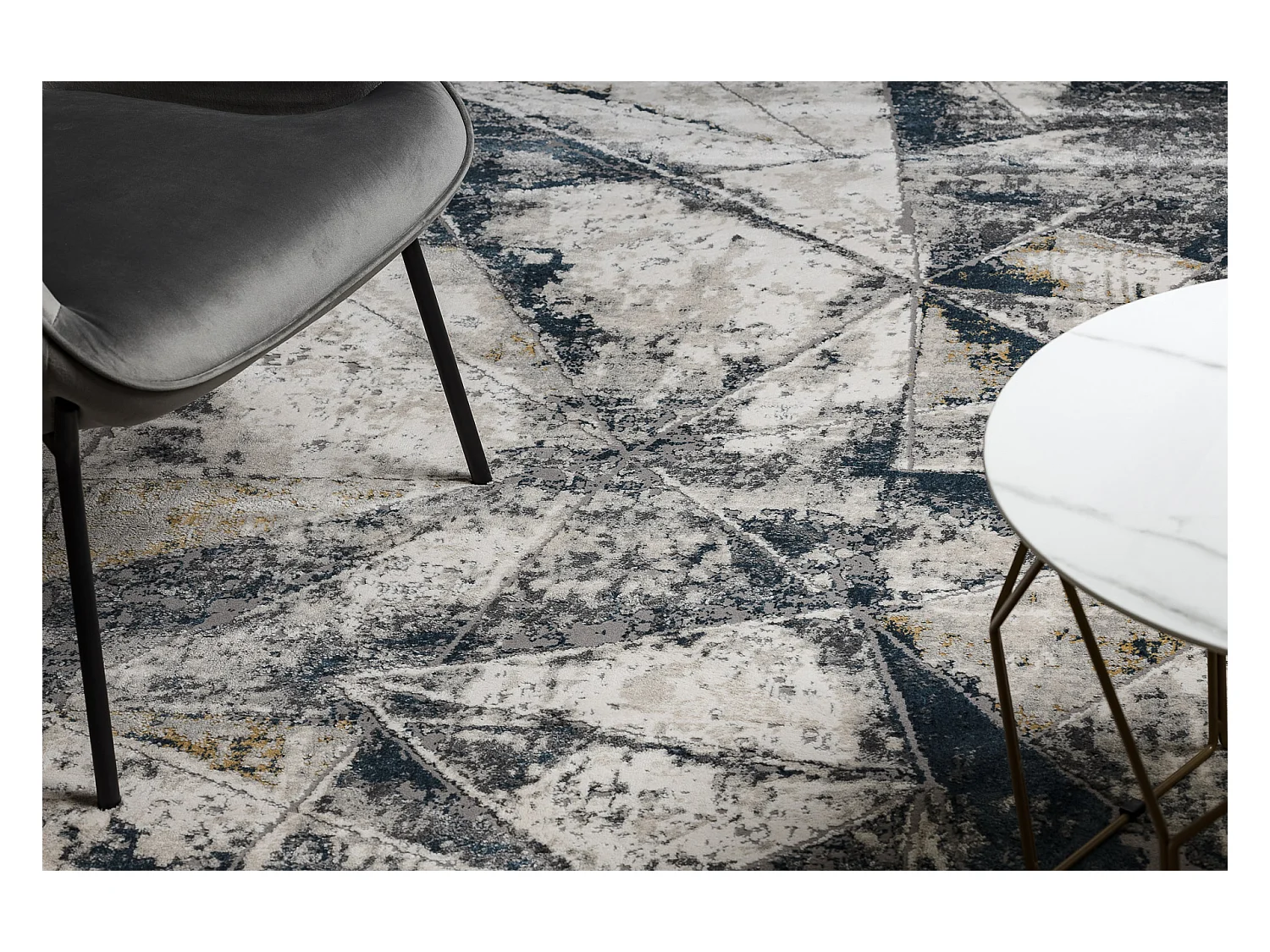 Tapijt modern TULS 51326 Geometrisch, mozaika ivoor / blauw  120x170 cm