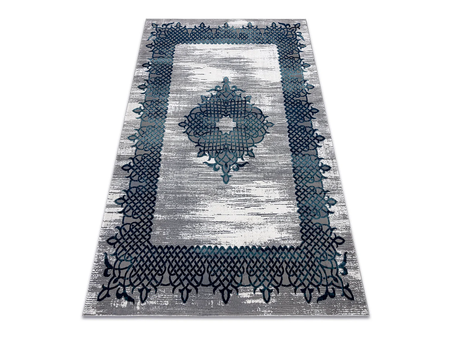 Tapijt CORE W9797 Kader, Rosette - structureel, twee lagen vlies, blau 140x190 cm