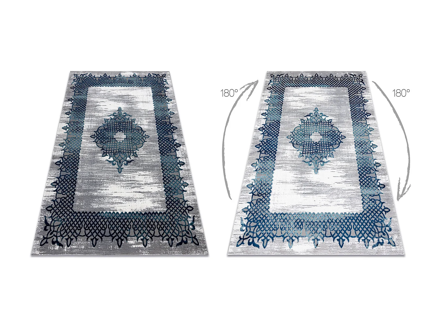 Tapijt CORE W9797 Kader, Rosette - structureel, twee lagen vlies, blau 140x190 cm