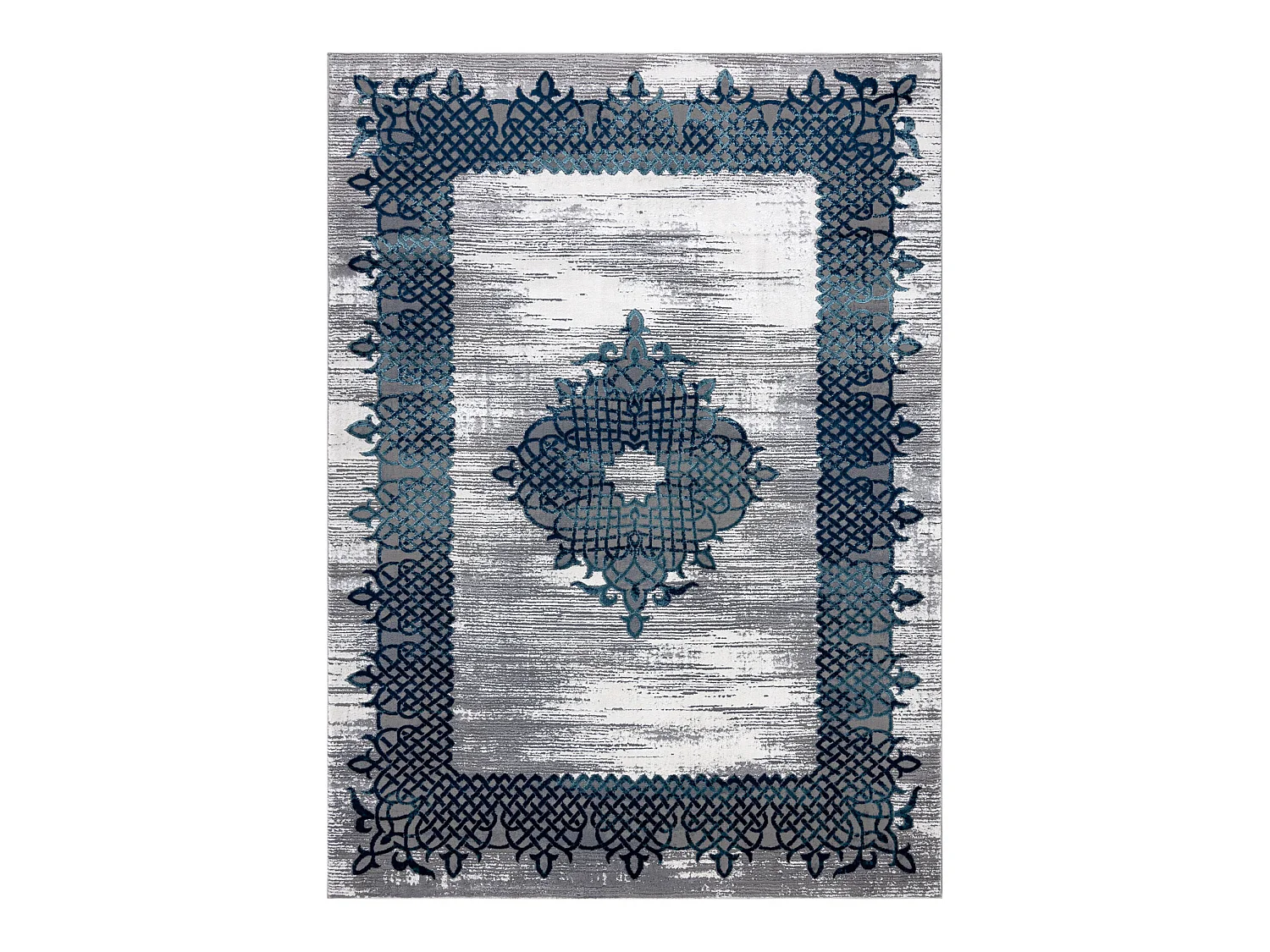 Tapijt CORE W9797 Kader, Rosette - structureel, twee lagen vlies, blau 140x190 cm