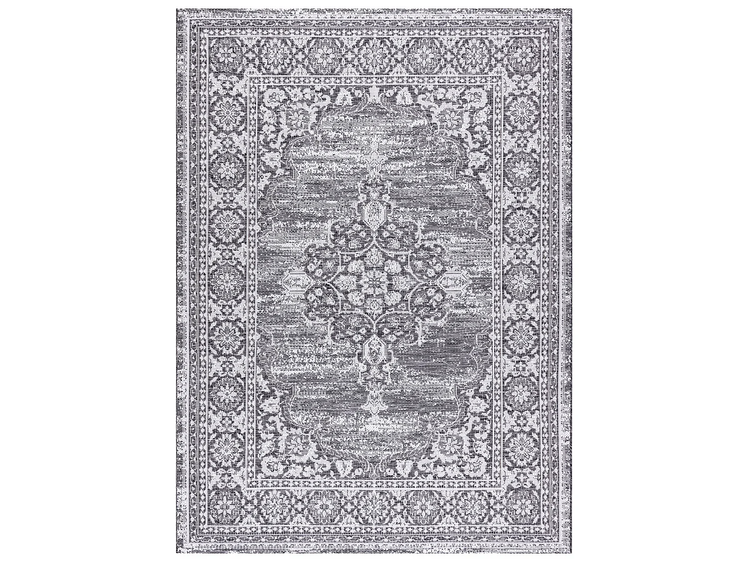 Sisal tapijt SISAL LOFT 21213 Ornament blauw / zilver / zwartkleuring 120x170 cm