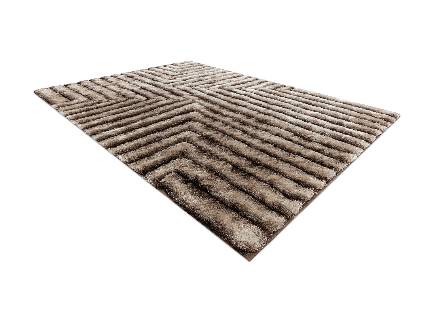 Tapis moderne FLIM 010-B7 shaggy, labyrinthe - Structural marron 80x150 cm