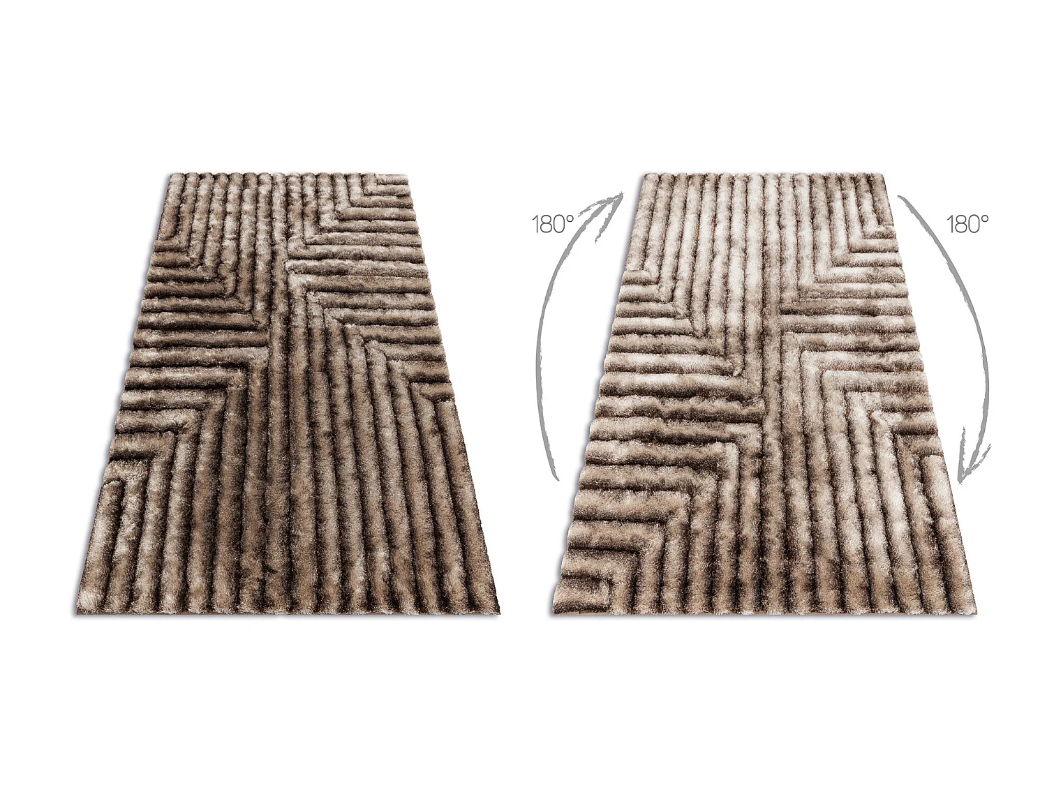 Tapijt shaggy FLIM 010-B7 modern, Labirynt - Structureel, bruin 80x150 cm
